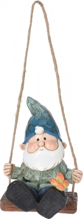 Trpaslík na houpačce modrý 14,5x10x9 cm