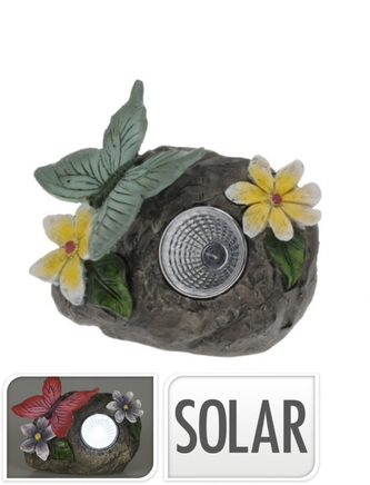 Solární kámen se zeleným motýlkem 10x11,5x5,5 cm
