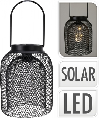Solární LED lampa drátěná černá 21x15,5 cm