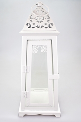 Kovová lucerna bílá 30,5x12,5x12,5 cm