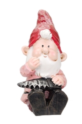 Trpaslík sedící růžový 17x10x11 cm