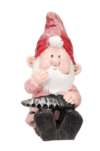 Trpaslík sedící růžový 17x10x11 cm