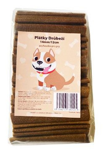 Pochoutka pro psy Plátky 14mm/12cm drůbeží 80ks