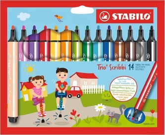 Fixy "Trio Scribbi", sada, 1,5-2 mm, 14 barev, STABILO
