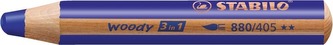 Barevná pastelka "Woody", ultramarine, 3v1 – pastelka, vodovka, voskovka, STABILO