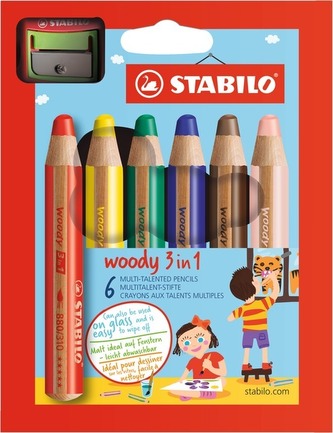 STABILO woody 6 ks poudro s ořezávátkem