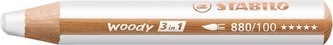 Barevná pastelka "Woody", bílá, 3v1 – pastelka, vodovka, voskovka, STABILO