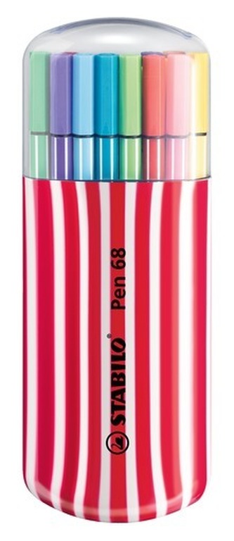 Fixy "Pen 68 Zebrui", sada, 20 různých barev, 1mm, červené pouzdro, STABILO