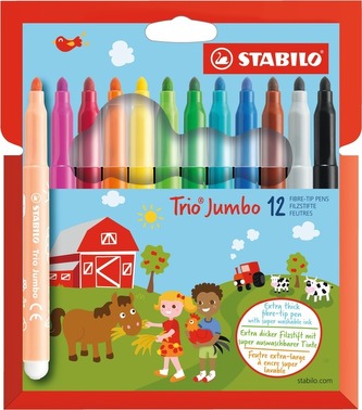Fixy "Trio Jumbo", sada, 3 mm, 12 barev, STABILO