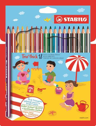 Barevné pastelky "Trio thick" sada, 18 barev, trojhranné, jumbo, STABILO
