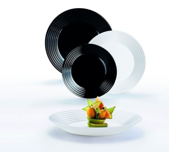 Jídelní sada 18ks  HARENA BLACK&WHITE;