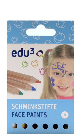 Pastelky na obličej EDU BASIC, tuha průměr 6,5 mm, 6 ks, papírový obal