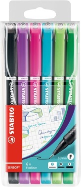 STABILO SENSOR F 6 ks Pouzdro "Colortangle"