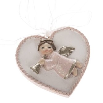 Polyresinový závěsný andílek v srdíčku, 24/288