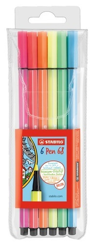 Fixy "Pen 68", 6 neonových barev, 1mm, STABILO
