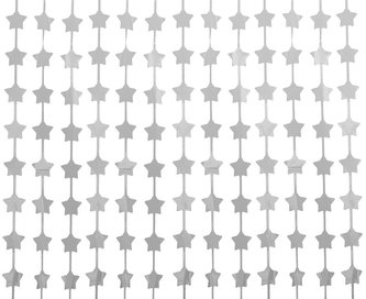 Kurtyna B&C gwiazdki matowa srebrna 100x200cm