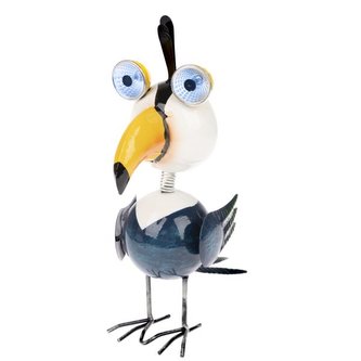 Zahradní kovová dekorace s LED na solár - ptáček, 8/16