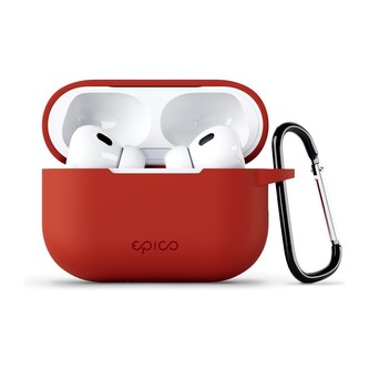 EPICO silikonové pouzdro pro Airpods Pro (2022) s karabinou červené