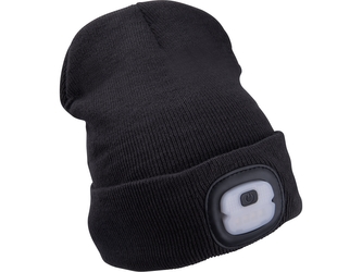EXTOL LIGHT čepice s čelovkou 4x25lm, USB nabíjení, tmavě šedá, ECONOMY, univerzální velikost