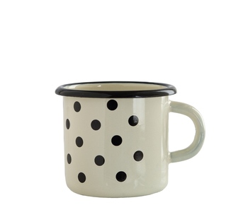 Hrnek smalt bílý 8cm/0,4L tečky