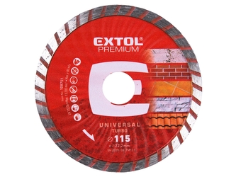 EXTOL PREMIUM kotouč diamantový řezný, turbo - suché i mokré řezání, O 115x22,2x2mm