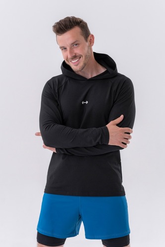 Pánské tričko Long-Sleeve Hoodie Black - NEBBIA - Velikost: L