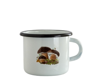 Hrnek smalt bílý 8cm/0,5L hříbky