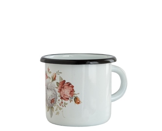 Hrnek smalt bílý 8cm/0,4L růže