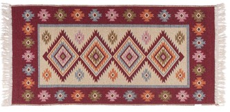 Kusový oboustranný vzorovaný koberec KILIM - ROMBY vínová 60x120 cm Multidecor