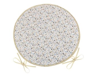 Sedák EMA kulatý hladký - béžovomodrý kvítek - průměr 40 cm, výška puru 2 cm Sedák EMA kulatý hladký - béžovomodrý kvítek - průměr 40 cm, výška puru 2 cm