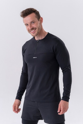 Pánské tričko Long-Sleeve Layer Up Black - NEBBIA - Velikost: XL