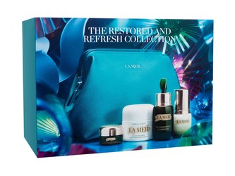 La Mer The Restored And Refresh denní pleťový krém The Moisturizing Cream 30 ml + pleťové sérum The Concentrate 15 ml + oční krém The Eye Concentrate 5 ml + denní pleťový krém The Hydrating Infused Emulsion 15 ml + kosmetická taštička