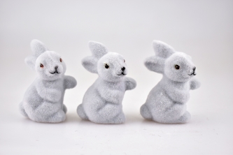 Dekorační zajíc šedý sada 3 ks