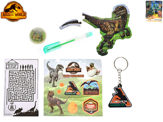 Jurský svět sada dino aktivit: hopík, labyrint, puzzle, nálepky, klíčenka, pero v sáčku