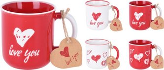 Hrnek červený a bílý se srdcem
