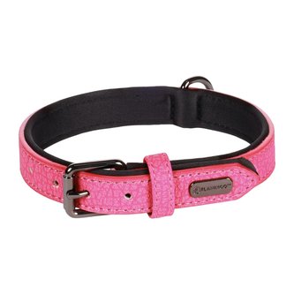 Kožený obojek Flamingo Leza růžová-XS: 24-30cm