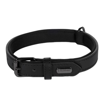 Kožený obojek Flamingo Binti černá-M: 36 - 44cm