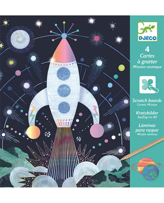 Djeco Vyškrabávací obrázky Vesmírná mise