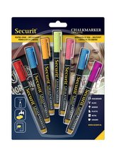 Křídový popisovač Securit SMA100 šířka hrotu 1-2mm, Assorted Primary, 7ks, blistr
