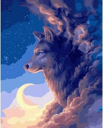 Malowanie po numerach - Wilk w chmurach 40x50cm