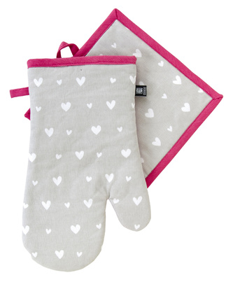 Kuchyňský SET rukavice/chňapka ADORE šedá, 18x30 cm/20X20 cm ESSEX, 100% bavlna