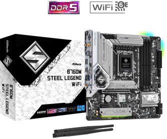 ASRock MB Sc LGA1700 B760M STEEL LEGEND WIFI, Intel B760, 4xDDR5, 1xDP, 1xHDMI, WI-FI, mATX