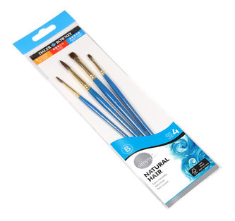 Daler - Rowney SIMPLY Natural sada štětců 4 ks - velbloudí vlas, akvarel, krátká ručka