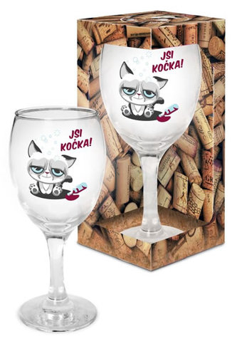 Sklenička na víno Jsi kočka!