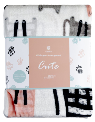 Deka z mikrovlákna CUTE PETS bílá 150x200 cm Essex