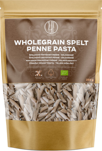 BrainMax Pure Špaldové celozrnné těstoviny, penne, BIO, 250 g