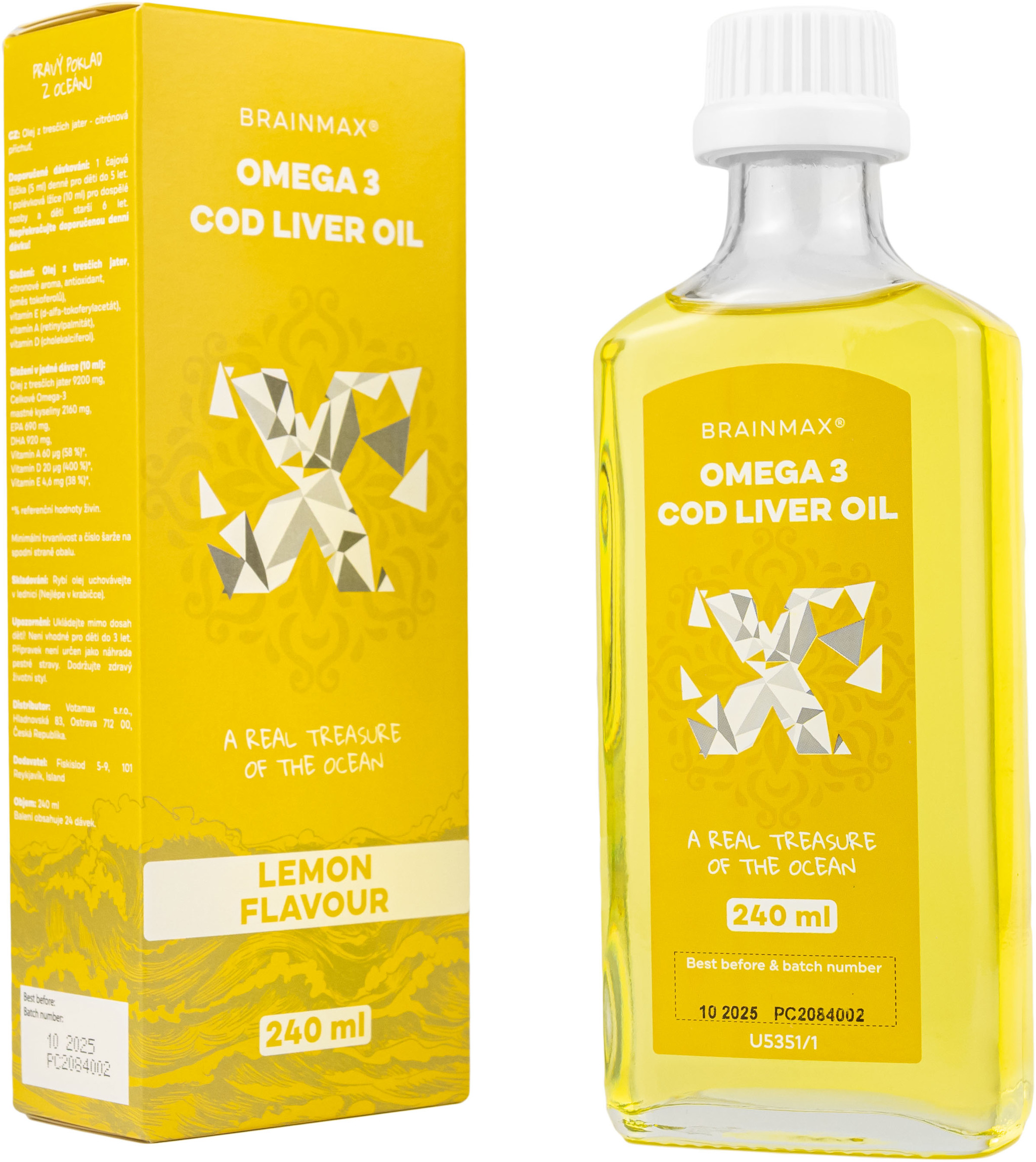 BrainMax Omega 3, Olej z tresčích jater, citrón, 240 ml Megaknihy.cz