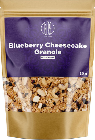 BrainMax Pure Blueberry Cheesecake Granola, Borůvky a Bílá čokoláda, 30 g