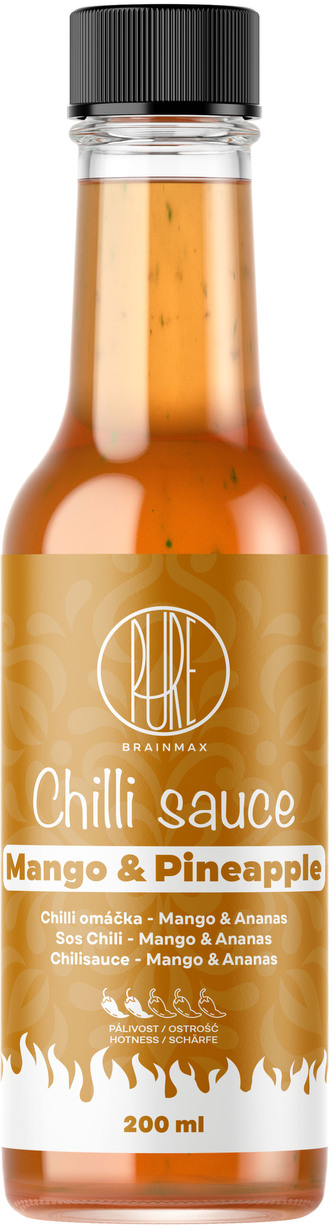BrainMax Pure Chilli sauce, Mango & Ananas (chilli omáčka, mango a ananas), 200 ml
