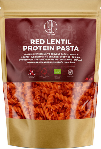 BrainMax Pure Proteinové těstoviny z červené čočky, spirály, BIO, 250 g